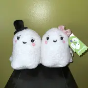 GHOST PARTY Plush Ghost Couple Weighted For Display 9.5 in Halloween Decor NWT