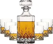 Aoeek Whiskey Decanter 7PCS - Crystal Whiskey Decanter & Whiskey Glasses Set, Crystal Decanter Set with 6 Whiskey Glasses, Whiskey Decanter Sets for Men (7 Set)