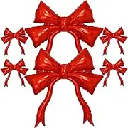 6pcs Retro Red Bow Balloons 47” Giant Red Bow Balloons for Bow Theme Party Girl and Woman Birthday Party Decorations Wedding Bridal Engagement Party Bachelorette Party Decor