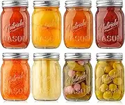 NutriChef, Mason Jars, Glass Container Food Storage, Meal Prep Containers With Lids, Overnight Oats Jar, Glass Jar With Lid, Spice Container, Canning Jar, Ideal for: Wedding Favors, Crafts, Pickling,8