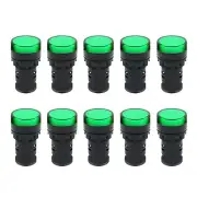 Indicator Light AC/DC 12V 20mA LED Flush Panel Mount Green 10 Pcs