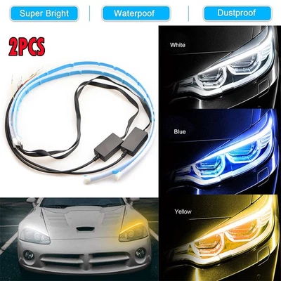 3colors 60CM LED DRL Daytime Running Turn Signal Lamp Strip Light Flexible H (for: Suzuki)