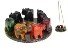 7 Chakra Elephant Soapstone Incense/Cone Holder 10cm Round