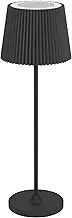 EGLO Leonero LED Battery Table Lamp, Wireless Table Lamp, Black Metal Bedside Lamp with Textile Folding Lampshade, Touch Dimmable, USB Rechargeable, Warm White Neutral White