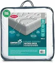 Tontine Reversible Coolmax Quilted Polyester Mattress Topper, King Bed, Cooling Moisture Wicking Side for Summer, Soft Microfibre Side for Winter, Anti Bacterial Protection, up to 50cm Fitted Skirt