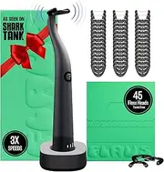 FLAUS Electric Flosser (Shark Tank) 3 Speeds + 45 Refill Heads w/Gentle Gliding Floss for Sensitive Gum Care - Water Flosser Alternative, Dentist Recommended Tooth Flossers, Eco Dental Floss Picks