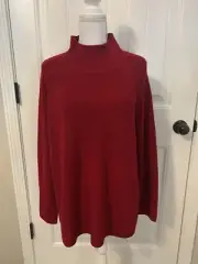 New Eileen Fisher Merino Turtleneck Top in Regenerative Wool Ruby Sz 2X