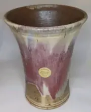 G. Houston Hand Thrown Studio Drip Glazed Art Pottery Vase Signed 8"