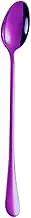 Tablespoons Stainless Steel Long Handle Spoon Stirring Spoon Creative Thickened Ice Spoon Colorful Purple Beautiful Exquisite Kitchen Spoon Serving Spoon (Color : Purple, Size : Round Spoon)