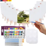 12 Pack Mini Easel Set with Paint Set, 3" X 5" Mini Art Easel Stand with Canvas