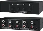 3.5mm Aux RCA L/R Bi-Directional Audio Switcher Selector, 4 in 1 Out A/B Analog Audio Switcher Selector