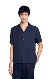 SANDRO Shark collar shirt in Midnight Blue at Nordstrom, Size Medium