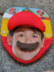 Super Mario Hat & Mustache Halloween Costume Accessory Kit, Mario & Luigi