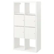 KALLAX shelving unit, with 4 doors/white, 77x147 cm