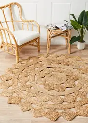 Round Jute Natural Tessellate Rug