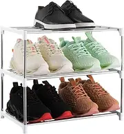 3-Tier Stackable Small Shoe Rack, Lightweight Shoe Shelf Storage Organizer for Entryway, Hallway and Closet(White)