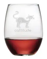 Susquehanna Glass Cattitude Set of Four 21oz Stemless Wine Glasses