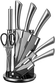 Kitchen Knife Set, 8 Piece High Carbon Stainless Steel Knife Sets with Block, Razor Sharp Knives Set for Kitchen, Quality Acrylic Block Knife Set, Dishwasher Safe, Gifts as Presents