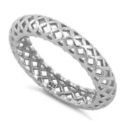 925 Sterling Silver High Polish Cross Eternity Ring for Women
