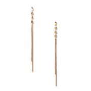 14K Rose Gold Plated Dainty Circle Double Dangle Drop Earrings Women Silver Back