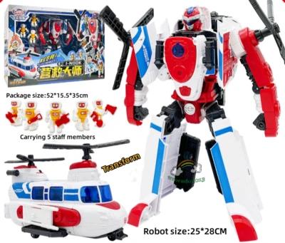 Hello Carbot I-NOOK Transforming Robot Helicopter Action Figure Toy 28CM
