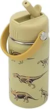 Kids Insulated Water Bottle 400ml With Dinosaurs Design with Straw Lid, Soft Handle & Cleaning Brush – Leakproof & BPA-Free
