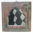 Decorative Wooden Hand-Carved Mirror Frame - Rustic Style Wall Hanging Decor F7