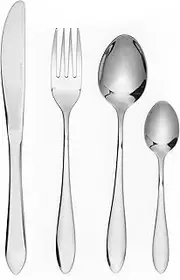 [Salter] COMBO-8753 Harrogate Cutlery Set – 32 Piece 18/0 Stainless Steel, Table Utensils for 8 Place Settings, Dishwasher Safe, Forks/Knives/Spoons/Teaspoons Included in Set, 25 Year Guarantee