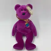 Ty Millenium Purple Teddy Bear Purple 2000 Plush With Tags H