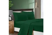 Super Soft Super King Size Bed Soft Flat & Fitted Sheet Set Dark Green
