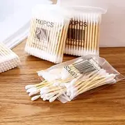 100Pcs Cotton Swabs - Double Precision Tips Cotton Swabs With Bamboo Sticks,Cotton Ear Swabs for Wound Cleaning, Makeup, Clear, For Makeup Touch-ups and Cleaning,Cotton Balls and Swabs