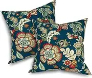 Melody Elephant Outdoor Throw Pillows with Inners, All Weather Patio Pillows Set of 2, Square Pillows Decorative for Home Garden Furniture, 20x20 Inch, Peacock Blue