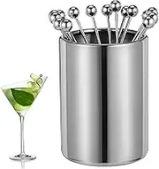 TIDTALEO 1 Set Toothpick Holder Set Fruit Party Appetizer Picks with Cocktail for Food Sticks Stainless Steel