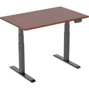 ERGOVIDA Sit-Stand Straight Electric Desk Black Frame 1500 x 750mm Dark Walnut Top