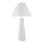 Henn&Hart 16" Matte White Ceramic/Fabric Table Lamp