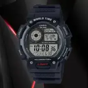 Casio AE-1400WH-1AV World Time 5 Alarms Watch 10 Year Battery LED Light New