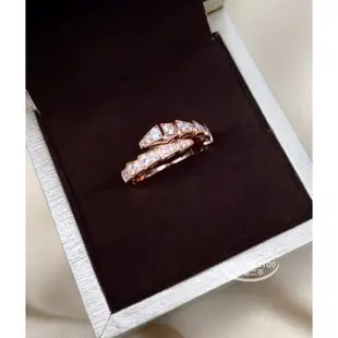二手便宜出 BVLGARI 寶格麗 SERPENTI VIPER 戒指 18K白金/玫瑰金 蛇形鑽石戒指