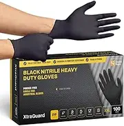 SHIELD RIGHT XtraGuard Black Nitrile Gloves - Heavy Duty, 6 Mil, Disposable, Latex & Powder Free, Chemical & Puncture Resistant, Food Safe, Medical Grade