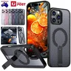For iPhone 16 15 14 13 12 11 Pro Max Plus Magsafe Magnetic Case Stand Cover Skin