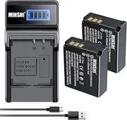 [MINSHI] DMW-BCD10 (2 Pack) + Quick Charger Set Replacement Battery Compatible with Panasonic LUMIX DMC-TZ1 【3.7V 1600mAh】 High Performance Compatible Camera Battery 2023KA
