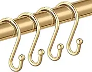 Gold Shower Curtain Rings Hooks, Set of 12 CHICTIE Decorative Shower Curtain Hooks, Premium Metal Rust Resistant S Shaped ​Hooks Hangers for Bathroom Curtains,Clothing, Towels, etc