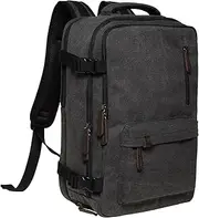 KAUKKO Thick Canvas Travel Backpack, Flight Approved Carry On Backpack with Shoe Pouch and 15.6 inch Laptop Compartment, 40L Luggage Casual Daypack Weekender Bag