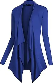 [Urban CoCo] Women's Open Front Long Sleeve Lightweight Cardigan Drape Hem