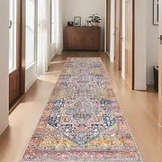 Cekene Distressed Hallway Runner Non-Slip 60x240cm Extra Long Entryway Runner Rug Oriental Kitchen Rug Washable Low Pile Floor Carpet for Hallway Entryway Laundry Room