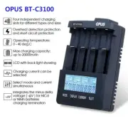 Opus BT-C3100 V2.2 Digital Intelligent 4 Slots AA/AAA LCD Screen Battery Charger