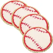 HAPINARY 4pcs Decorative Adhesive Sports Ball Patches for Clothing Durable Coat Decors for Hats and Handicrafts Stylish and Functional Replacement Appliques