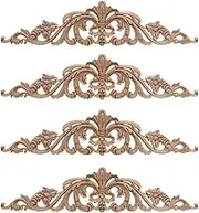 Anlayliay 4Pcs Wood Carving Decal Wood Carved Furniture Appliques Corner Onlay Applique Furniture Home Door Decor DIY