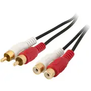PRO2 LA3063 1M Stereo RCA Extension Lead 2X RCA Plug To 2X RCA Socket Gold Plated Plugs 1M STEREO