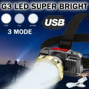2024Super Bright LED Headlamp Rechargeable Flashlight Head Light Spotlight Torch