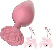 Adjustable Nipple Clamp Sex Toy Silicone Training Butt Plug Female Flower Base Butt Plug Couple Flirting Set
